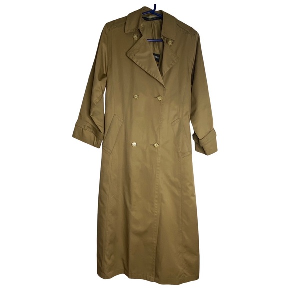Vintage London Fog Tempo Europa Tan Khaki Double Breasted Trench Coat Size 6 Reg - Picture 1 of 9